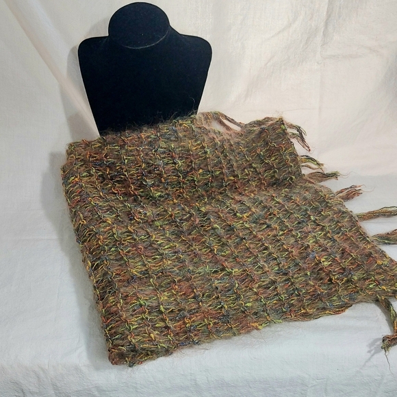 Handmade Knitted 12 Inch Wide Scarf With Tassels - Picture 2 of 5